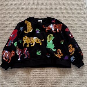 Queen of Sparkles Black Multi Animal Sweatshirt